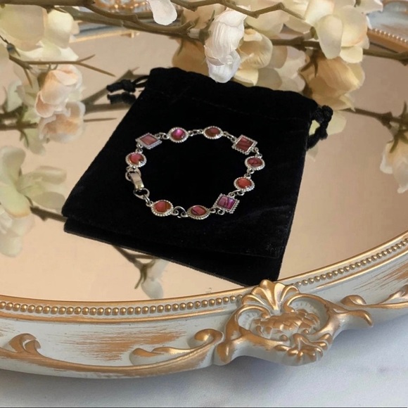 Vintage Silver & Ruby Red Charm Bracelet - Picture 3 of 5